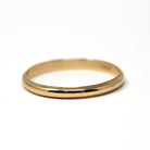 Vintage Wedding Band - Retro 14k Yellow Gold Plain Half Round 2.9 MM Milgrain Unisex Ring - Circa 1960s Era Size 11 1/2 Fine Bridal Jewelry