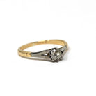 Old Mine Cut Diamond Ring - Antique 18k Yellow Gold & Platinum Natural .25 CT Solitaire - Edwardian Era Size 5 1/2 Fine Engagement Jewelry