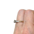 Old Mine Cut Diamond Ring - Antique 18k Yellow Gold & Platinum Natural .25 CT Solitaire - Edwardian Era Size 5 1/2 Fine Engagement Jewelry