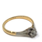 Old Mine Cut Diamond Ring - Antique 18k Yellow Gold & Platinum Natural .25 CT Solitaire - Edwardian Era Size 5 1/2 Fine Engagement Jewelry