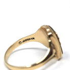 Initial "I" Ring - Retro 10k Yellow Gold Black Chalcedony & Enamel Signet - Vintage Circa 1960s Era Size 8 3/4 Fine Unisex Statement Jewelry