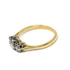 Vintage Diamond Ring - Mid Century Era 18k Yellow Gold & Platinum Natural Three Gemstone Band - Circa 1960s Size 6 1/4 Fine Bridal Jewelry