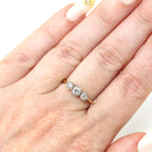 Vintage Diamond Ring - Mid Century Era 18k Yellow Gold & Platinum Natural Three Gemstone Band - Circa 1960s Size 6 1/4 Fine Bridal Jewelry