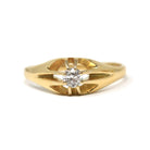 Edwardian Diamond Ring - Antique 18k Yellow Gold .23 CT Men's Unisex Solitaire - Antique 1910s Size 9 3/4 Belcher Fine Engagement Jewelry