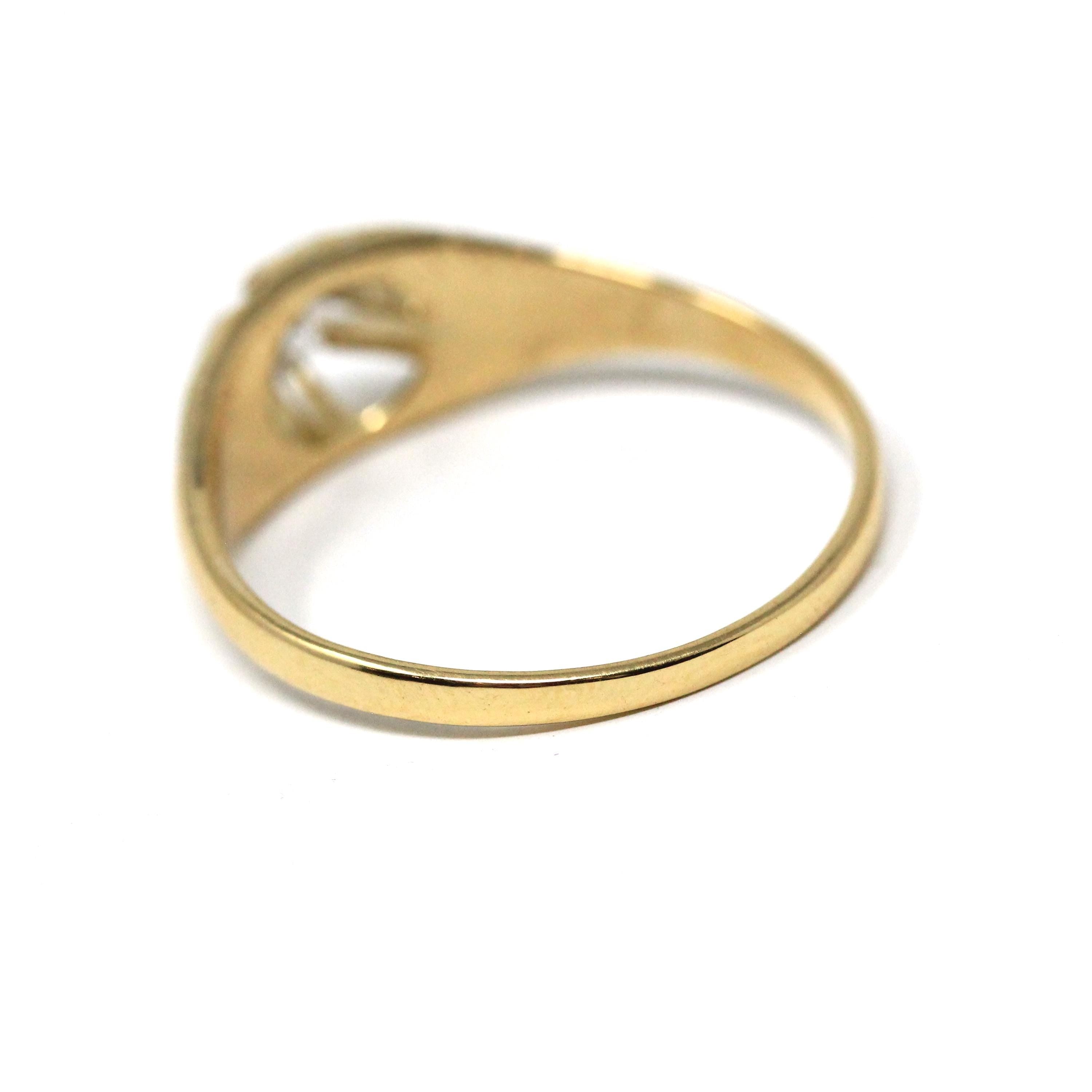 Edwardian Diamond Ring - Antique 18k Yellow Gold .23 CT Men's Unisex Solitaire - Antique 1910s Size 9 3/4 Belcher Fine Engagement Jewelry