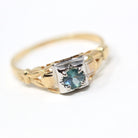 Natural Alexandrite Ring - Mid Century 14k Yellow & 18k White Gold Two Tone Engagement Solitaire - Circa 1940s Era Size 7 3/4 Fine Jewelry