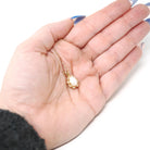 Opal & Diamond Pendant - Estate 14k Yellow Gold Oval Cabochon Cut 1.00 CT Gem Necklace - Modern Circa 2000's October Birthstone Fine Jewelry