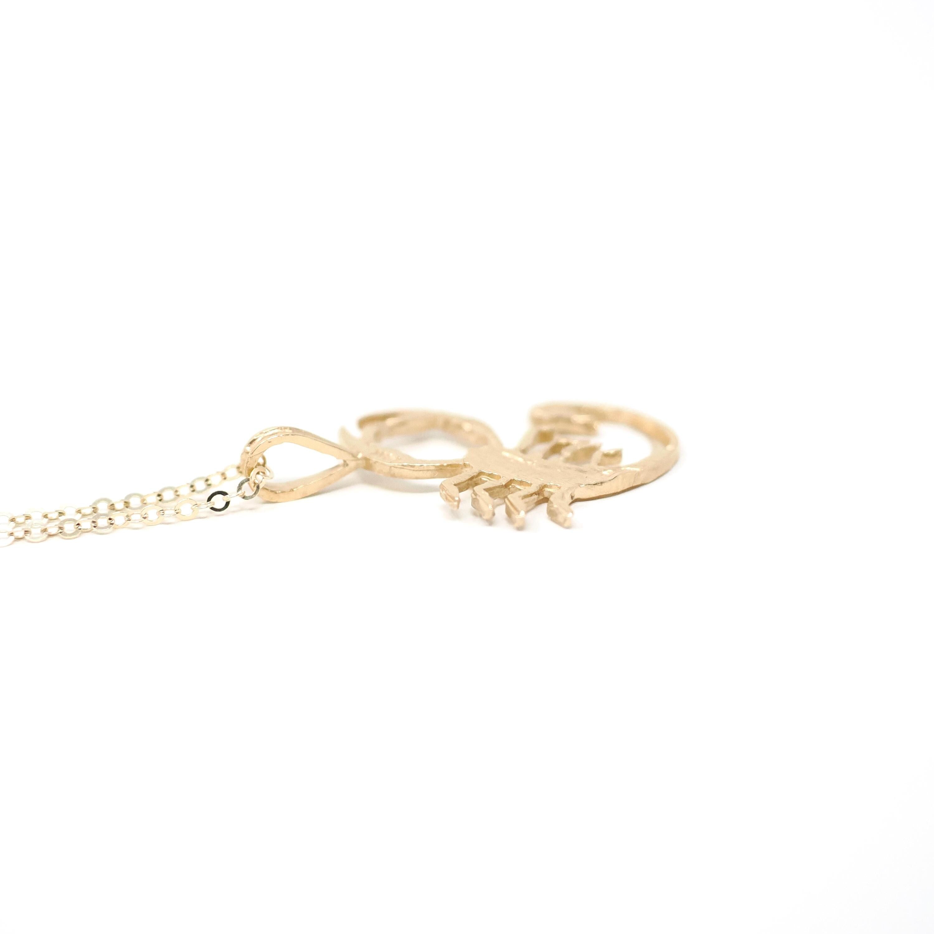 Modern Scorpio Pendant - Estate 14k Yellow Gold Scorpion Astrological Sign Charm Necklace - Circa 2000's Era Zodiac Water Element Jewelry