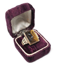 Tiger's Eye Ring - Mid Century 10k Yellow Gold Natural Carved Warrior Brown Gemstone - Vintage Circa 1940s Size 11 Statement Fine Jewelry