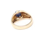 Created Star Sapphire Ring - Mid Century 10k Yellow Gold Blue Stone Statement - Vintage Circa 1940s Size 8 3/4 September Birthstone Jewelry