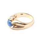 Created Star Sapphire Ring - Mid Century 10k Yellow Gold Blue Stone Statement - Vintage Circa 1940s Size 8 3/4 September Birthstone Jewelry