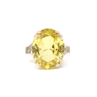 Vintage Created Yellow Sapphire Ring - Retro 10k Rosy Yellow Gold Oval Solitaire Gemstone - Circa 1940s Size 5 1/4 Statement Fine Jewelry