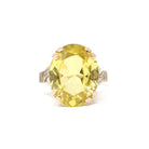 Vintage Created Yellow Sapphire Ring - Retro 10k Rosy Yellow Gold Oval Solitaire Gemstone - Circa 1940s Size 5 1/4 Statement Fine Jewelry