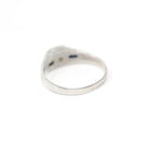 Art Deco Ring - Vintage 14k White Gold Dainty Natural Diamond & Created Blue Sapphire - Circa 1930s Era Size 4 1/2 Midi Pinky Fine Jewelry
