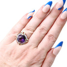 Art Deco Ring - Vintage 14k White Gold Created Purple Sapphire Target - Circa 1930s Era Size 5 1/2 Cocktail Enamel Halo 30s Fine Jewelry