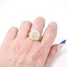 Antique "FW" Signet Ring - Art Deco 10k Yellow Gold Engraved Letter Initial Men's Unisex Statement - Vintage 1920s Size 11 1/4 Fine Jewelry