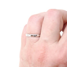 Hammered Wedding Band - Modern 18k White Gold Round Polished Stacking Ring - Estate Size 5 Men's Unisex Bridal Plain Textured Fine Jewelry