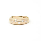 Domed Diamond Band - Modern 14k Yellow Gold Natural Gemstones Wedding Ring - Estate Size 4 Scattered Graduated Fine Celestial Star Jewelry