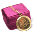 Vintage Initial Locket - Retro Gold Filled "GCM" Pendant Necklace Charm - Circa 1940s Era Round Photograph Keepsake Binder Bros. Jewelry
