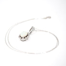 Opal & Diamond Necklace - Estate 14k White Gold Natural .30 CTW Halo Cluster Pendant - Modern Circa 2000s Era October Birthstone Jewelry