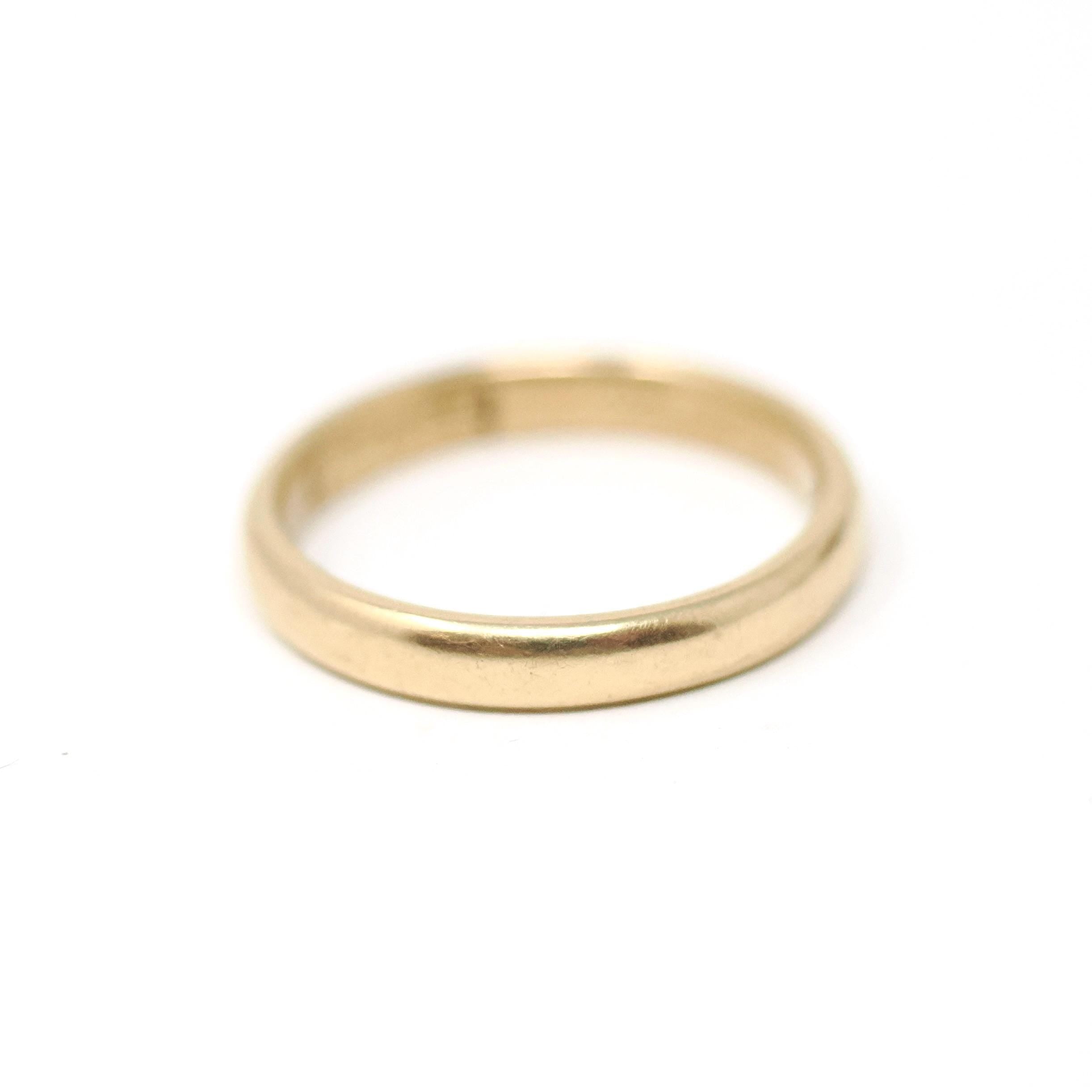 Antique Wedding Band - Edwardian 18k Yellow Gold 3.3 MM Ring - Engraved Initials B & M Dated 1912 Size 6 1/2 Comfort Fit Fine Bridal Jewelry