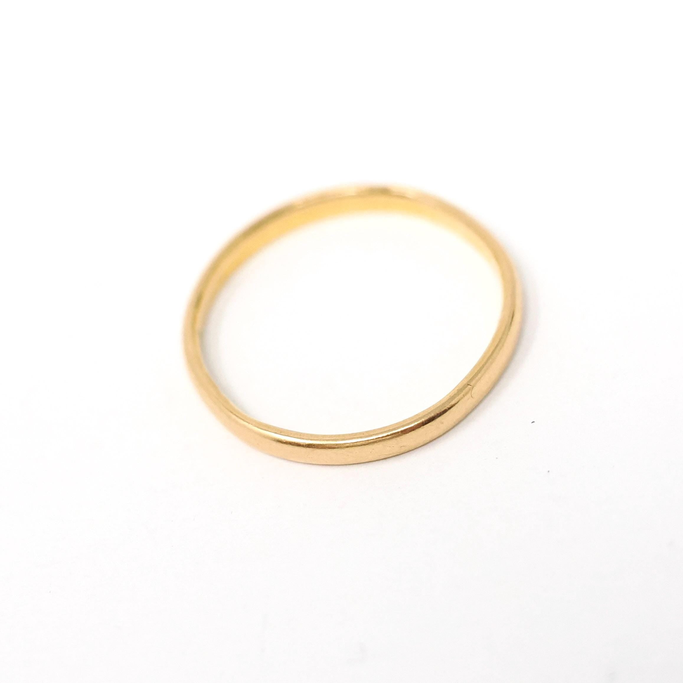 Dated 1956 Wedding Band - Vintage 22k Yellow Gold Classic Comfort Fit Unadorned Ring - Mid Century Size 7 3/4 Bridal Fine Hallmarked Jewelry