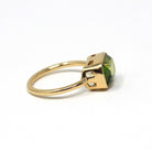 Modern Sphene Ring - 18k Yellow Gold Bezel Set Natural Genuine Green Gemstone - Size 6 Statement Fine Cocktail East West Cocktail Jewelry