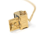 Vintage Money Safe Charm - Mid Century 14k Yellow Gold Pendant Vault Necklace - Vintage Circa 1950s Era Dollar Bill Locket Fine 50s Jewelry