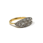 Art Deco Diamond Ring - Antique 18k Yellow & White Gold .83 CTW Cluster - Circa 1920s Era Size 7 East West Eye Fine Two Tone 20s Jewelry