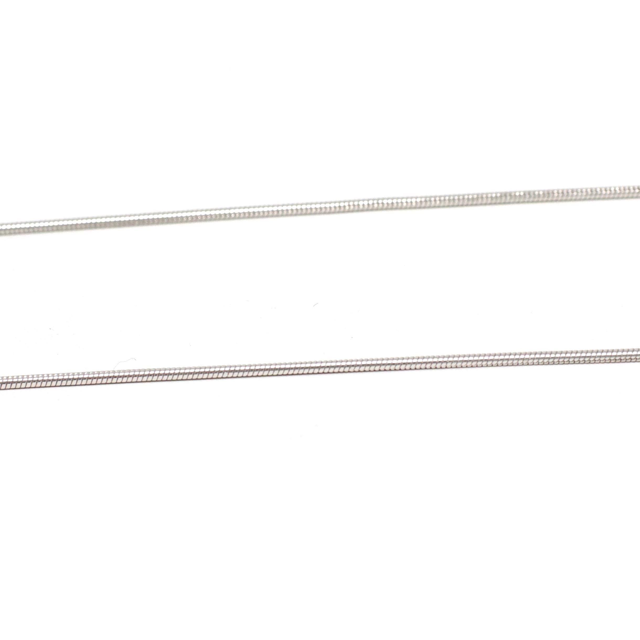 Snake Chain Necklace - Estate 14k White Gold 16 Inch 1.0 MM Lobster Claw Clasp - Modern Circa 2000's Era Fashion Accessory Unisex Jewelry
