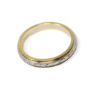 Vintage Two Tone Band - Retro 18k Yellow Gold & Platinum Engraved Floral Designs - Circa 1960s Size 5 1/2 Wedding Unisex Fine Bridal Jewelry