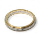 Vintage Two Tone Band - Retro 18k Yellow Gold & Platinum Engraved Floral Designs - Circa 1960s Size 5 1/2 Wedding Unisex Fine Bridal Jewelry