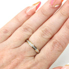 Vintage Two Tone Band - Retro 18k Yellow Gold & Platinum Engraved Floral Designs - Circa 1960s Size 5 1/2 Wedding Unisex Fine Bridal Jewelry