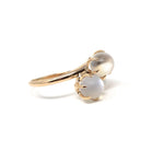 Edwardian Moonstone Ring - Vintage 10k Yellow Gold Natural Round Toi Et Moi Orb Gems - Antique Circa 1910s Era Size 5.5 Bypass Fine Jewelry
