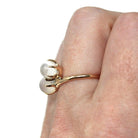 Edwardian Moonstone Ring - Vintage 10k Yellow Gold Natural Round Toi Et Moi Orb Gems - Antique Circa 1910s Era Size 5.5 Bypass Fine Jewelry