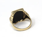Vintage Warrior Intaglio Ring - Mid Century 10k Gold Carved Black Chalcedony Natural Diamonds - Circa 1940s Size 7 1/2 Unisex Fine Jewelry