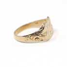 Antique "JL" Signet Ring - Edwardian Era 14k Yellow Gold Script Shield Men's Unisex Statement - Vintage Early 1900s Era Size 12 Fine Jewelry