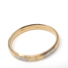 Vintage Wedding Band - Mid Century Era 14k Yellow & White Gold Two Tone Heart Flower Ring - Circa 1940s Size 9 Men's Unisex Fine 40s Jewelry