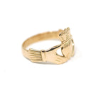 Vintage Claddagh Ring - Irish 14k Yellow Gold Heart Clasped Hands & Crown - Dated 1957 Size 7 1/4 Friendship Love Loyalty Hallmarked Jewelry