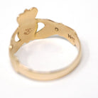 Vintage Claddagh Ring - Irish 14k Yellow Gold Heart Clasped Hands & Crown - Dated 1957 Size 7 1/4 Friendship Love Loyalty Hallmarked Jewelry