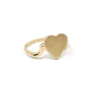 Heart Signet Ring - Estate 10k Yellow Gold Blank Personalizable Engrave - Circa 2000's Era Size 5 3/4 Monogram Initials Fine Bypass Jewelry