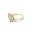 Heart Signet Ring - Estate 10k Yellow Gold Blank Personalizable Engrave - Circa 2000's Era Size 5 3/4 Monogram Initials Fine Bypass Jewelry