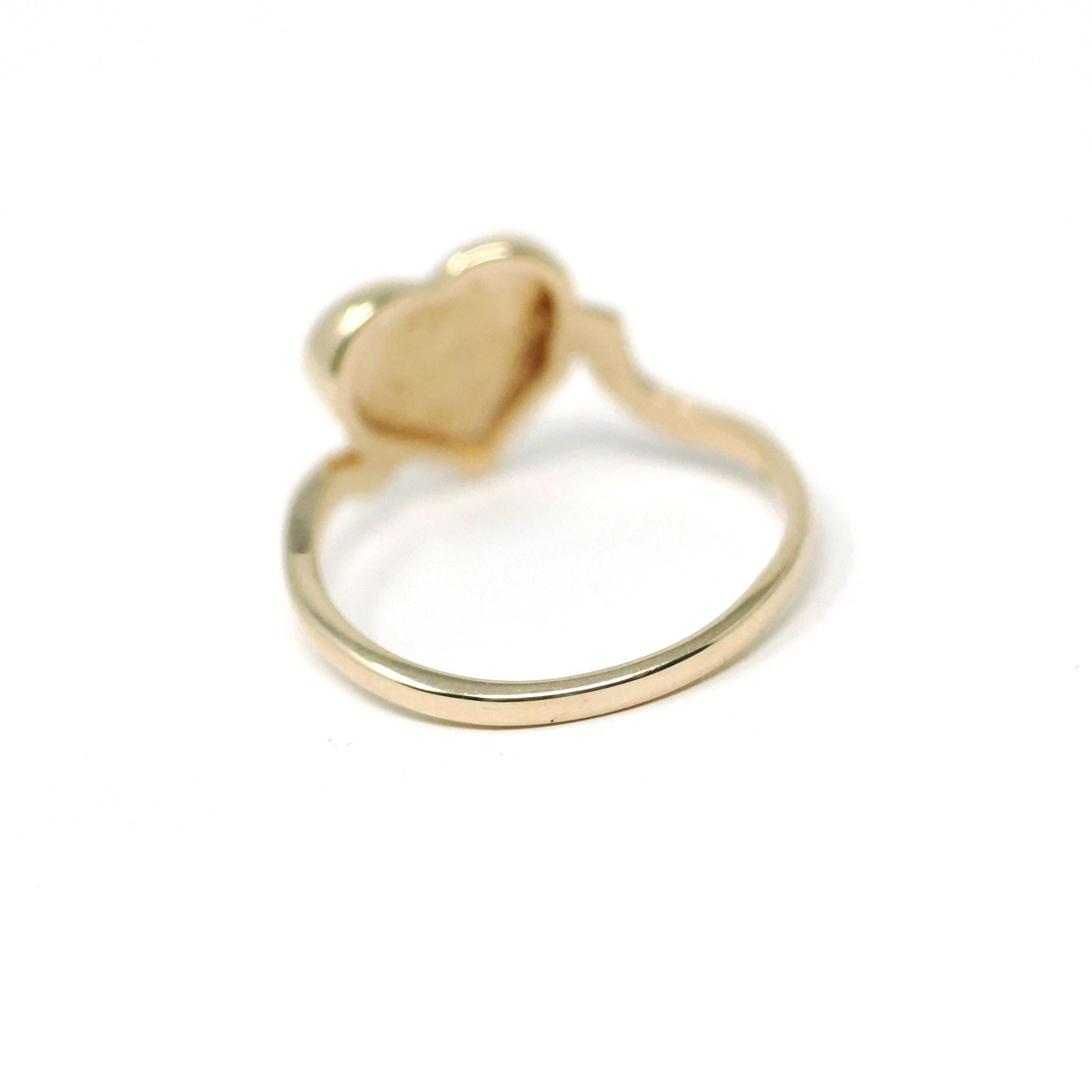 Heart Signet Ring - Estate 10k Yellow Gold Blank Personalizable Engrave - Circa 2000's Era Size 5 3/4 Monogram Initials Fine Bypass Jewelry