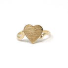 Heart Signet Ring - Estate 10k Yellow Gold Blank Personalizable Engrave - Circa 2000's Era Size 5 3/4 Monogram Initials Fine Bypass Jewelry
