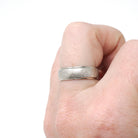 Vintage Wedding Ring - Retro 14k White Gold Florentine Textured Cigar Band - Circa 1960s Era Size 6 1/2 Half Round Fine Statement Jewelry