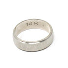 Vintage Wedding Ring - Retro 14k White Gold Florentine Textured Cigar Band - Circa 1960s Era Size 6 1/2 Half Round Fine Statement Jewelry