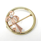 Retro Bow Brooch - Estate 14k Yellow & Rose Gold Diamond Gemstone Pin Statement - Circa 1980s Era Figural Ribbon Fine Fashion Accessory