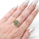 Antique Pyrite Ring - Victorian 10k Rosy Yellow Gold Druzy Crystal Bezel Solitaire - Circa 1890s Era Size 6 Metallic Sparkly Fine Jewelry