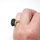 Bloodstone Scarab Ring - Retro 10k Yellow Gold Carved Natural Green Red Gem - Vintage Circa 1940s Era Size 5 1/4 Egyptian Revival Jewelry