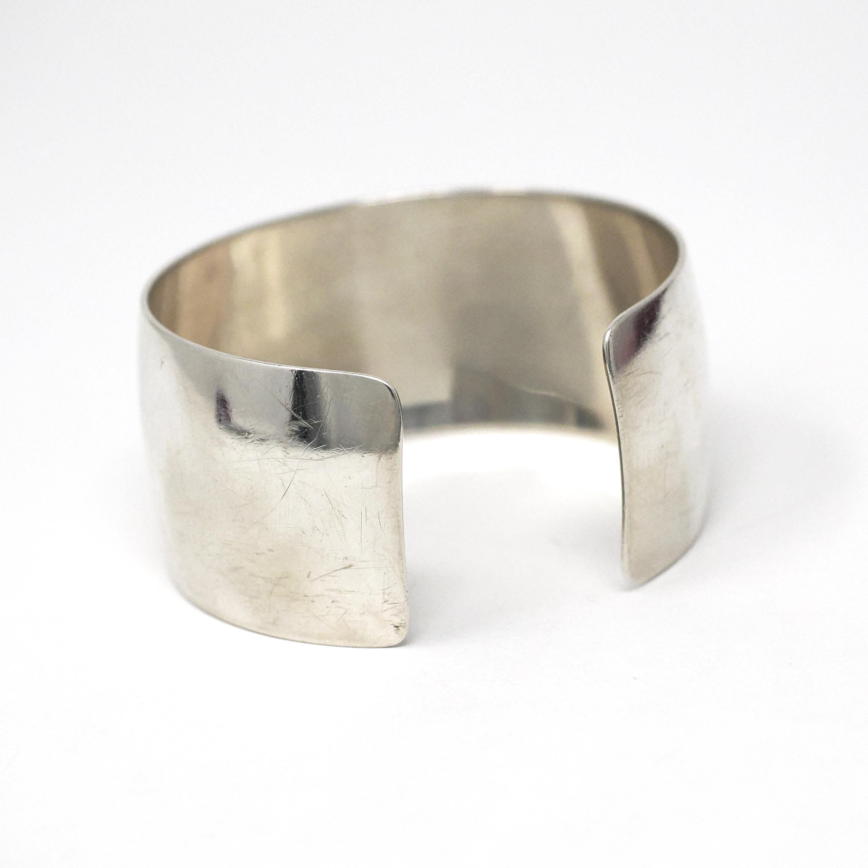 Vintage Cuff Bracelet - Retro Era Sterling Silver Wide Polished Statement Piece - Circa 1960s Era Designer Niels Erik Danish Fine Jewelry